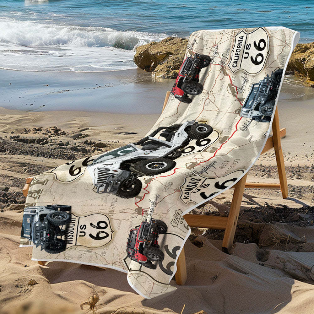 Custom Photo Car Beach Towel - mysiliconefoodbag