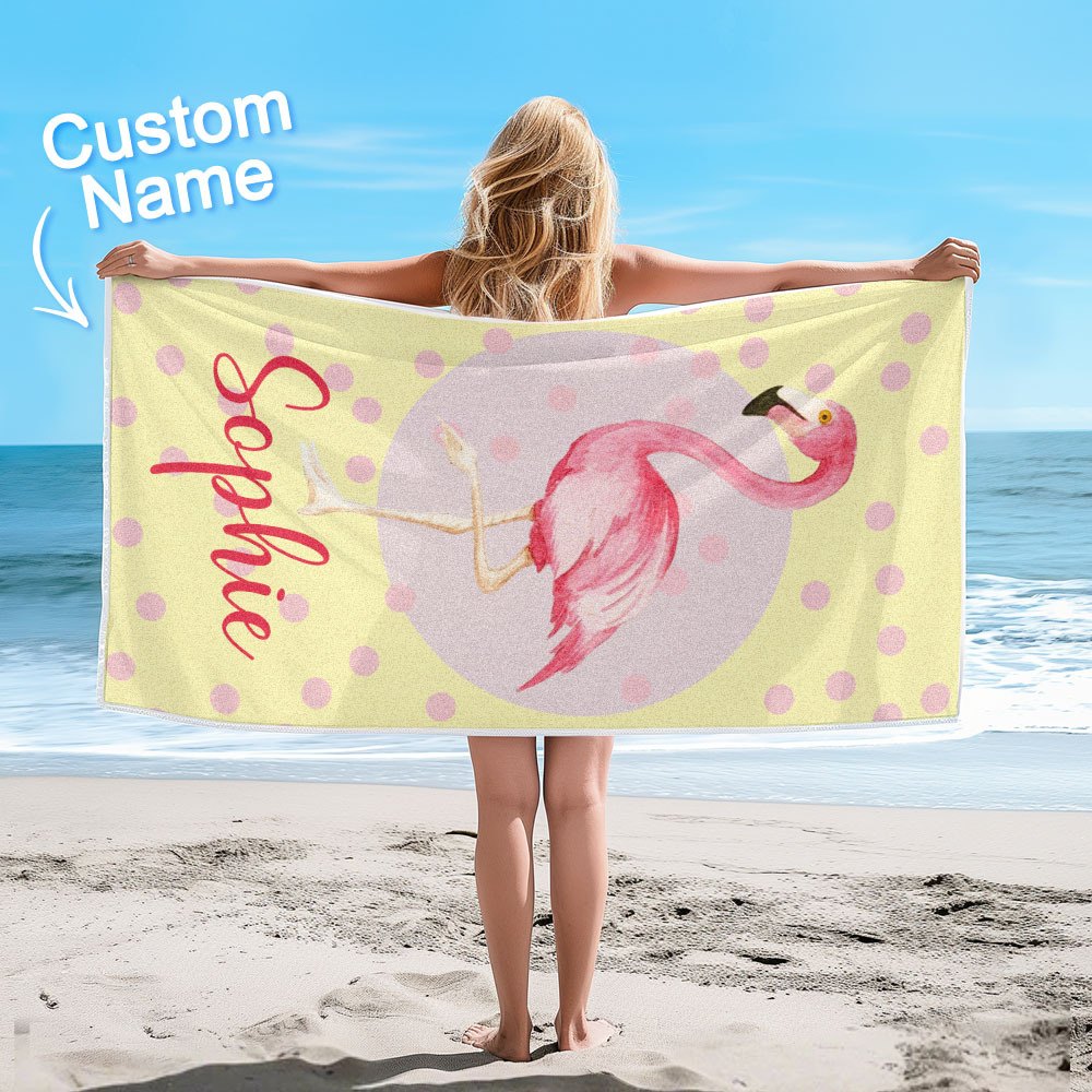 Personalized Lovely Flamingo Beach Towel for Summer & Beach Perfect Gifts