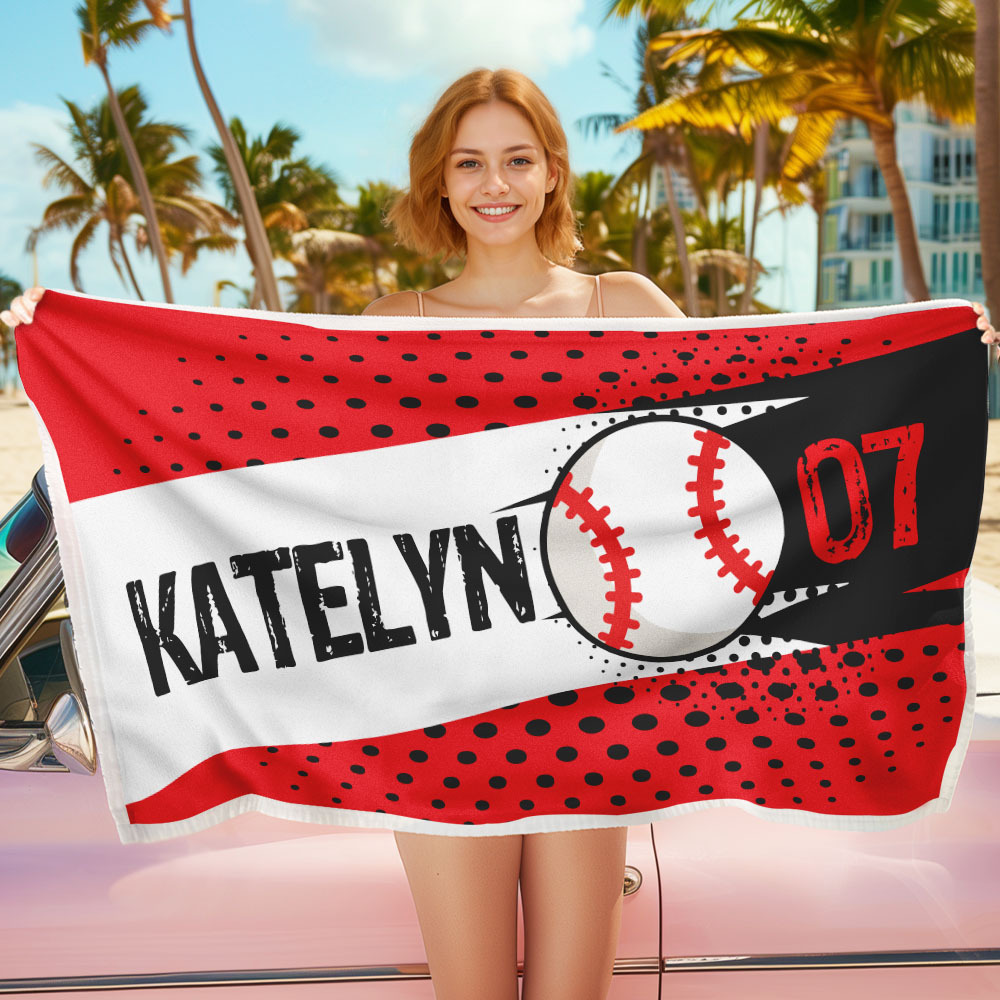 Personalized Balls Beach Towel for Beach Sports Perfect Gifts