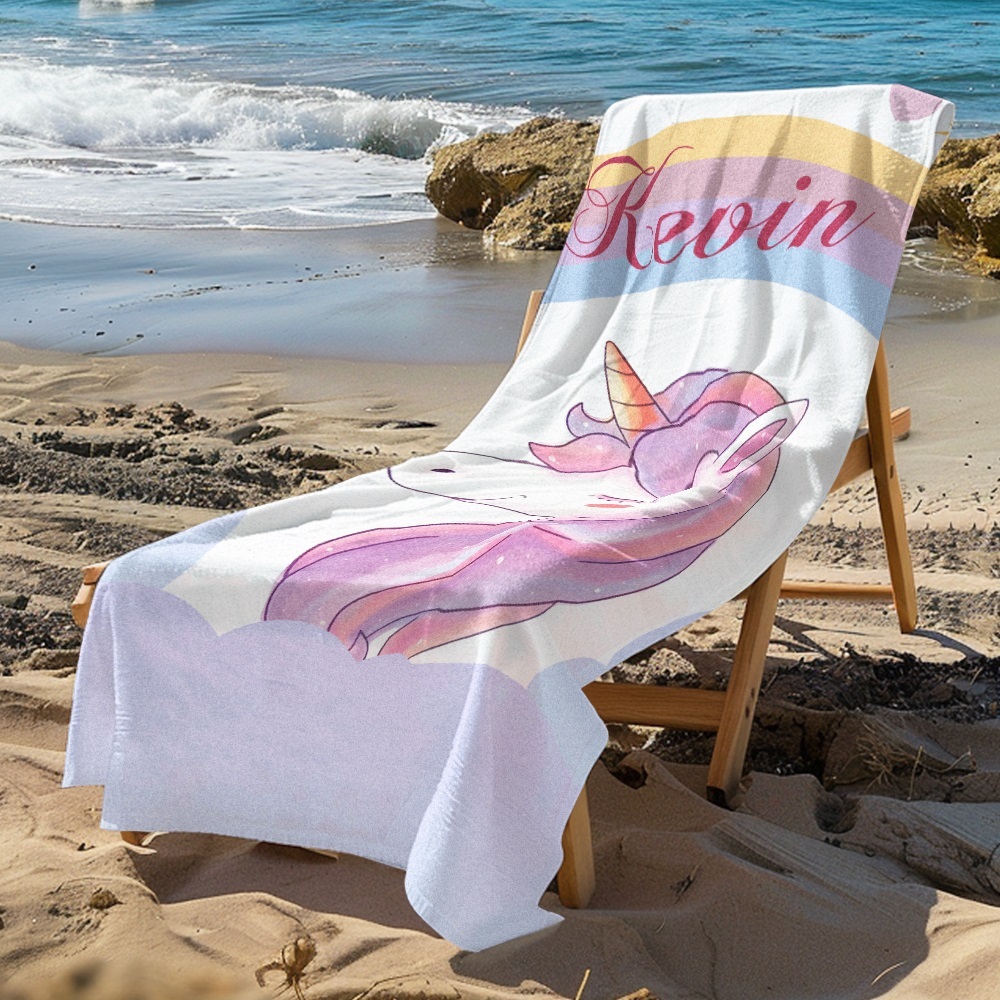 Custom Personalized Beach Towel Cartoon Unicorn Gift for Kid - MyFaceTshirt