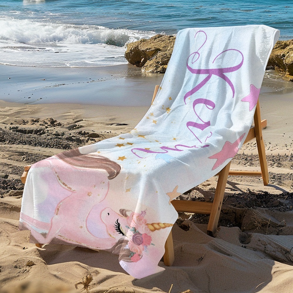 Custom Personalized Beach Towel Cartoon Unicorn Gift for Kid - MyFaceTshirt