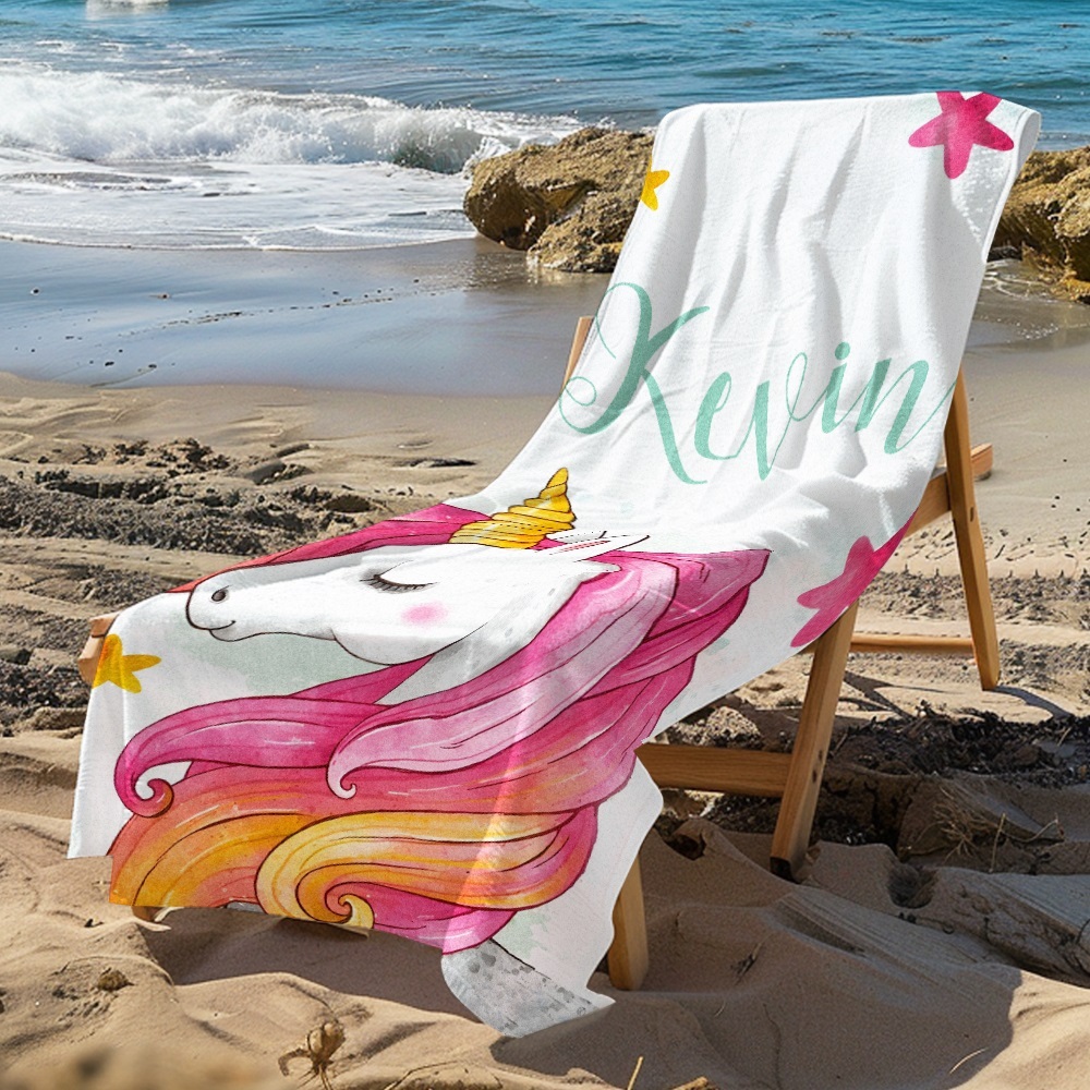 Custom Personalized Beach Towel Cartoon Unicorn Gift for Kid - MyFaceTshirt