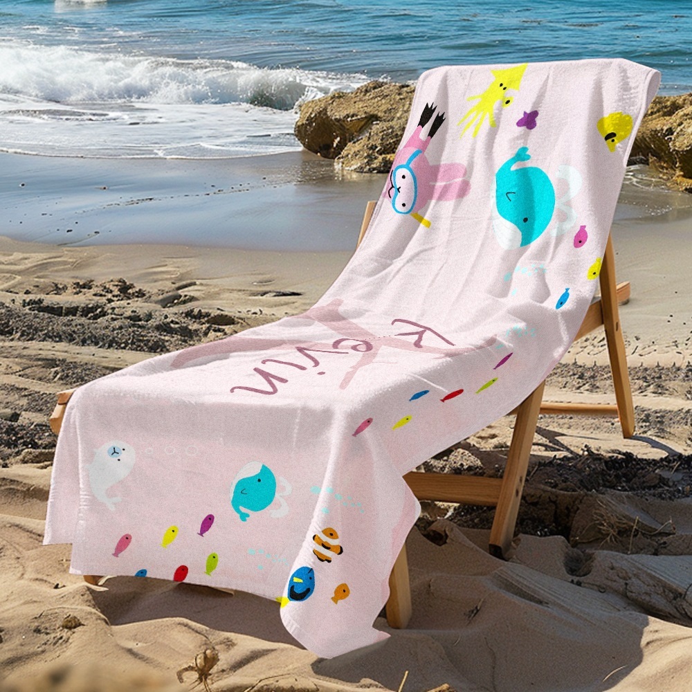 Personalized Custom Beach Towel Underwater World Cartoon Animals Gift for Kid - MyFaceTshirt