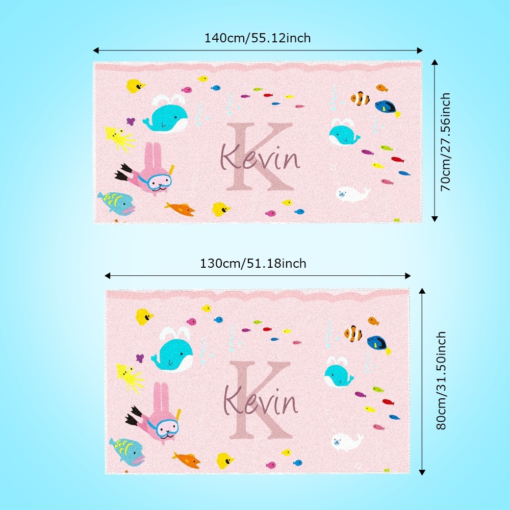 Personalized Custom Beach Towel Underwater World Cartoon Animals Gift for Kid - MyFaceTshirt
