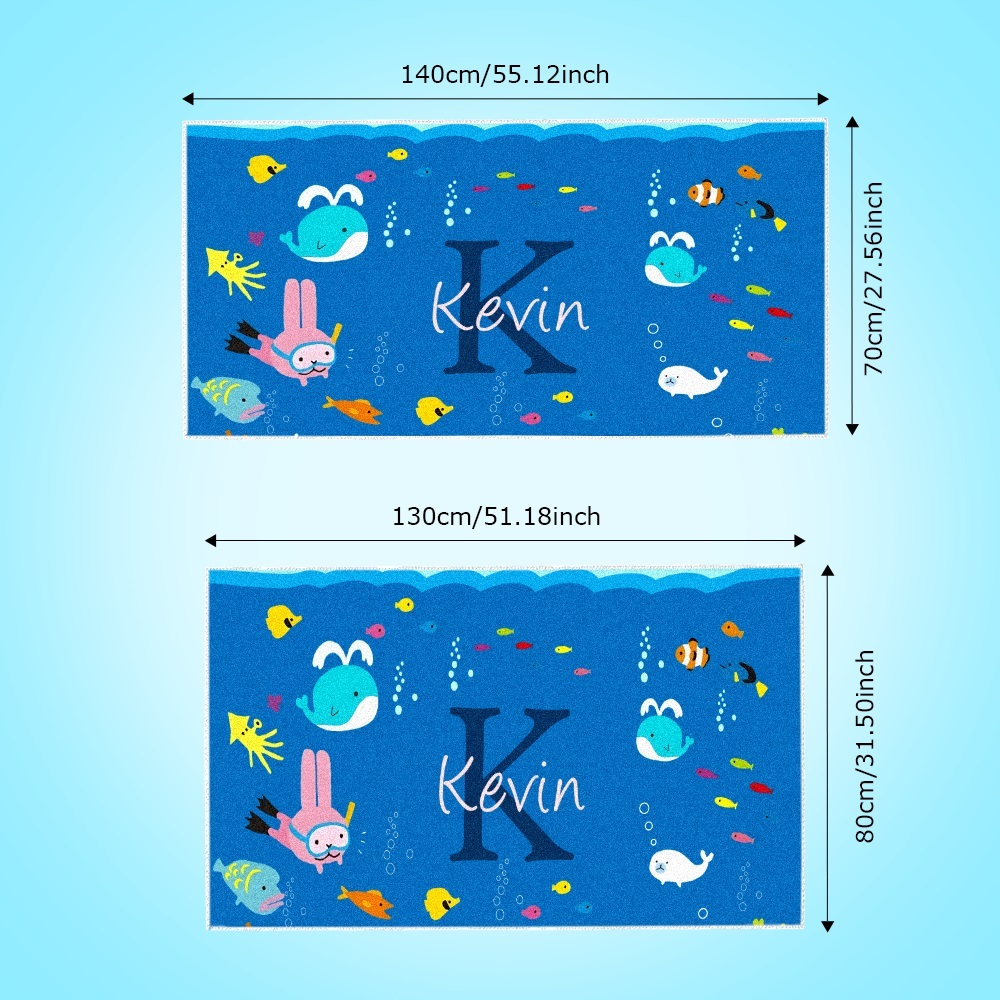 Personalized Custom Beach Towel Underwater World Cartoon Animals Gift for Kid - MyFaceTshirt