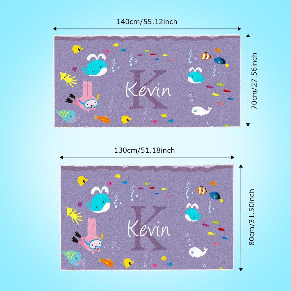 Personalized Custom Beach Towel Underwater World Cartoon Animals Gift for Kid - MyFaceTshirt