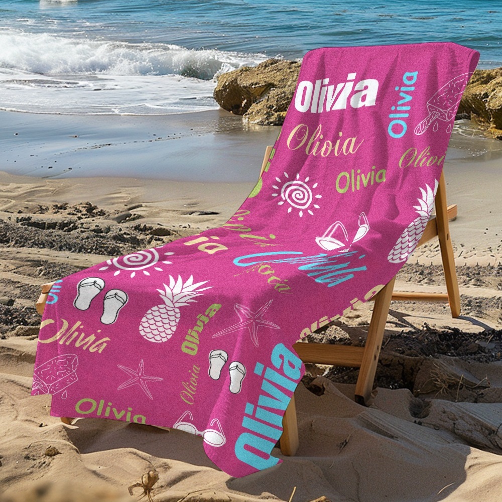 Personalized colorful Beach Towel with Name Summer Vacation Party Gift for Kid - MyFaceTshirt