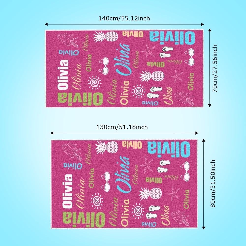 Personalized colorful Beach Towel with Name Summer Vacation Party Gift for Kid - MyFaceTshirt