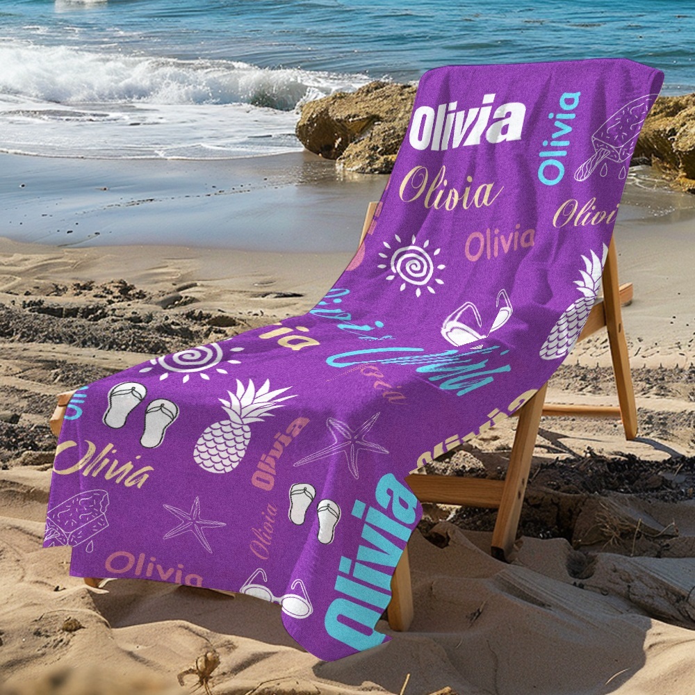 Personalized colorful Beach Towel with Name Summer Vacation Party Gift for Kid - MyFaceTshirt