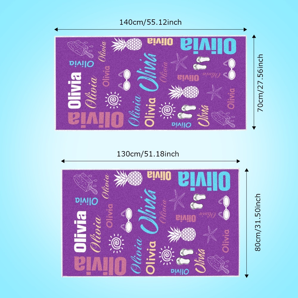 Personalized colorful Beach Towel with Name Summer Vacation Party Gift for Kid - MyFaceTshirt