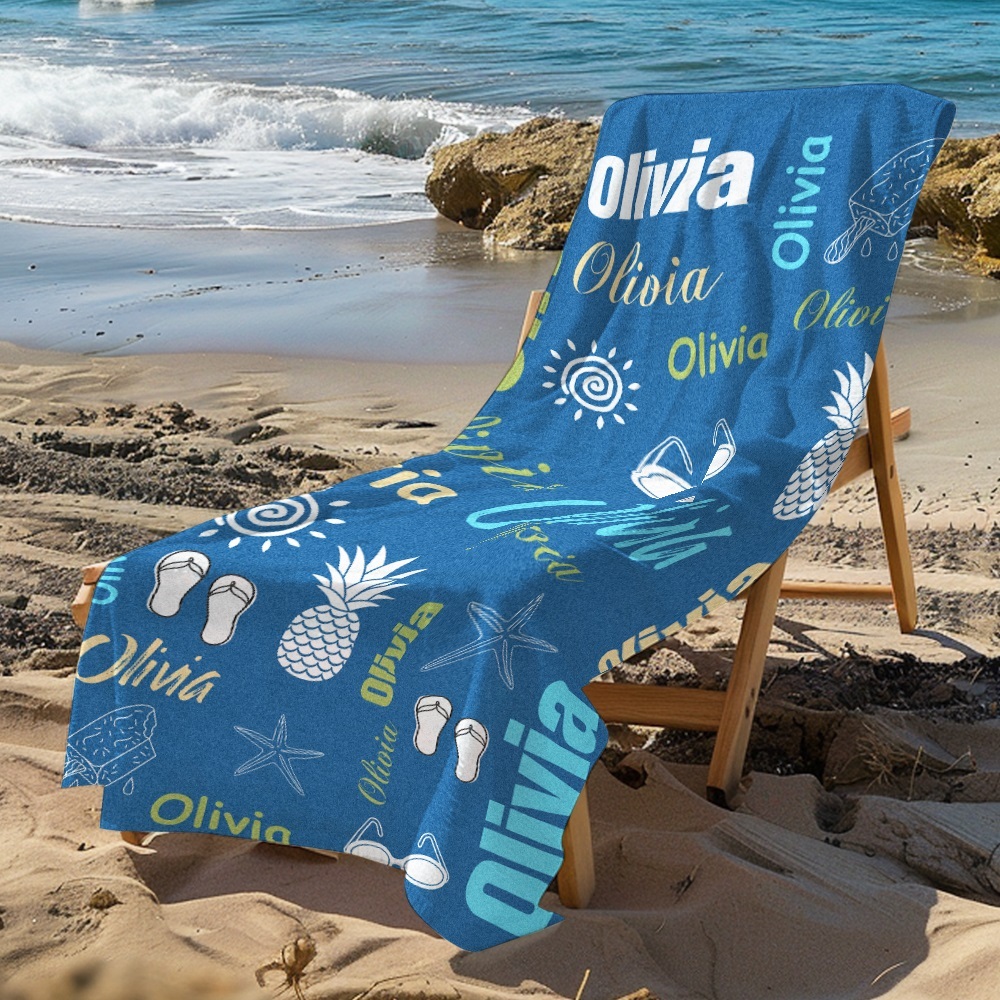 Personalized colorful Beach Towel with Name Summer Vacation Party Gift for Kid - MyFaceTshirt