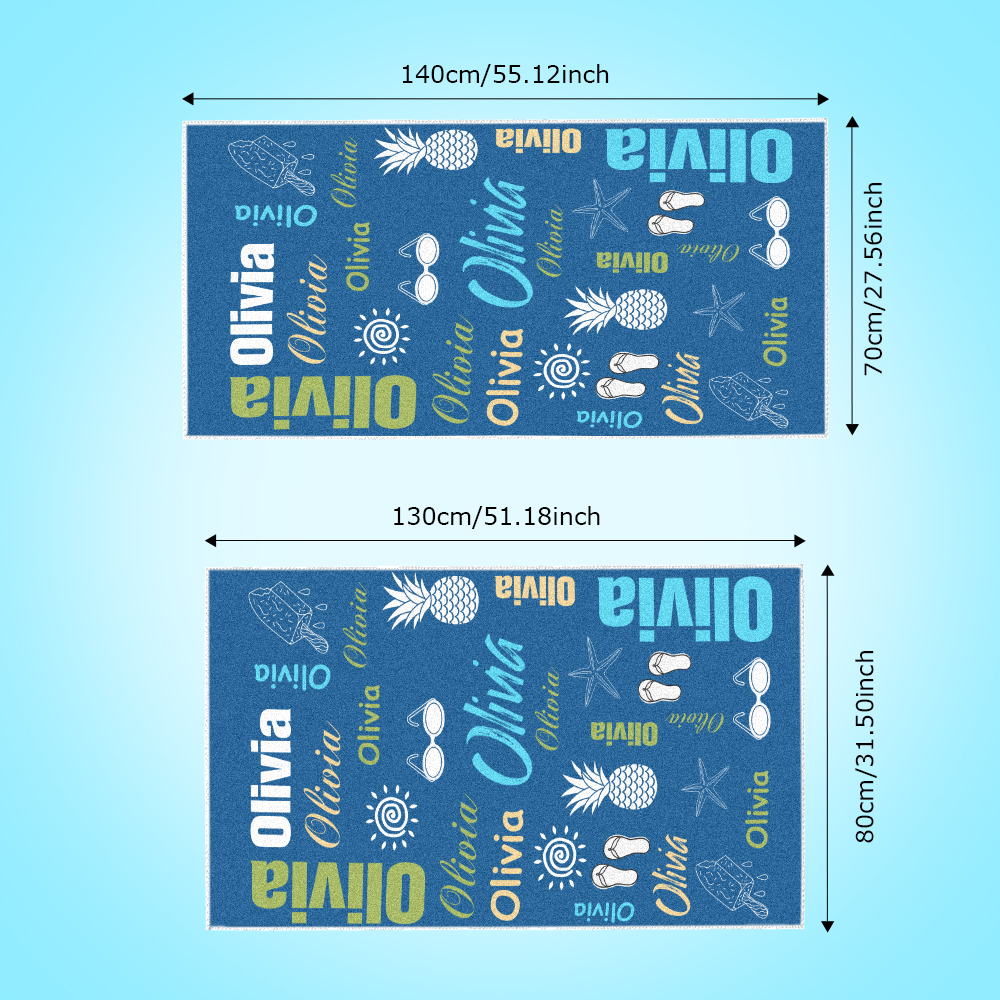 Personalized colorful Beach Towel with Name Summer Vacation Party Gift for Kid - MyFaceTshirt