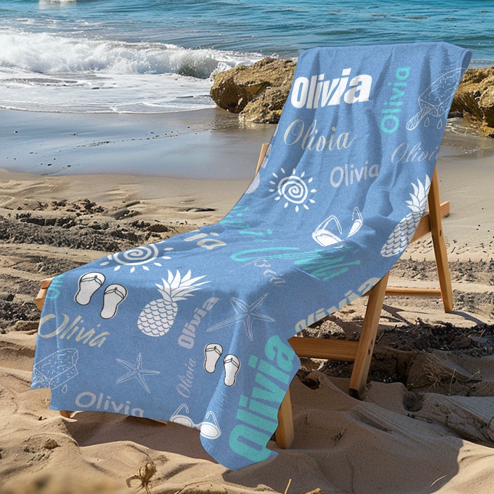 Personalized colorful Beach Towel with Name Summer Vacation Party Gift for Kid - MyFaceTshirt