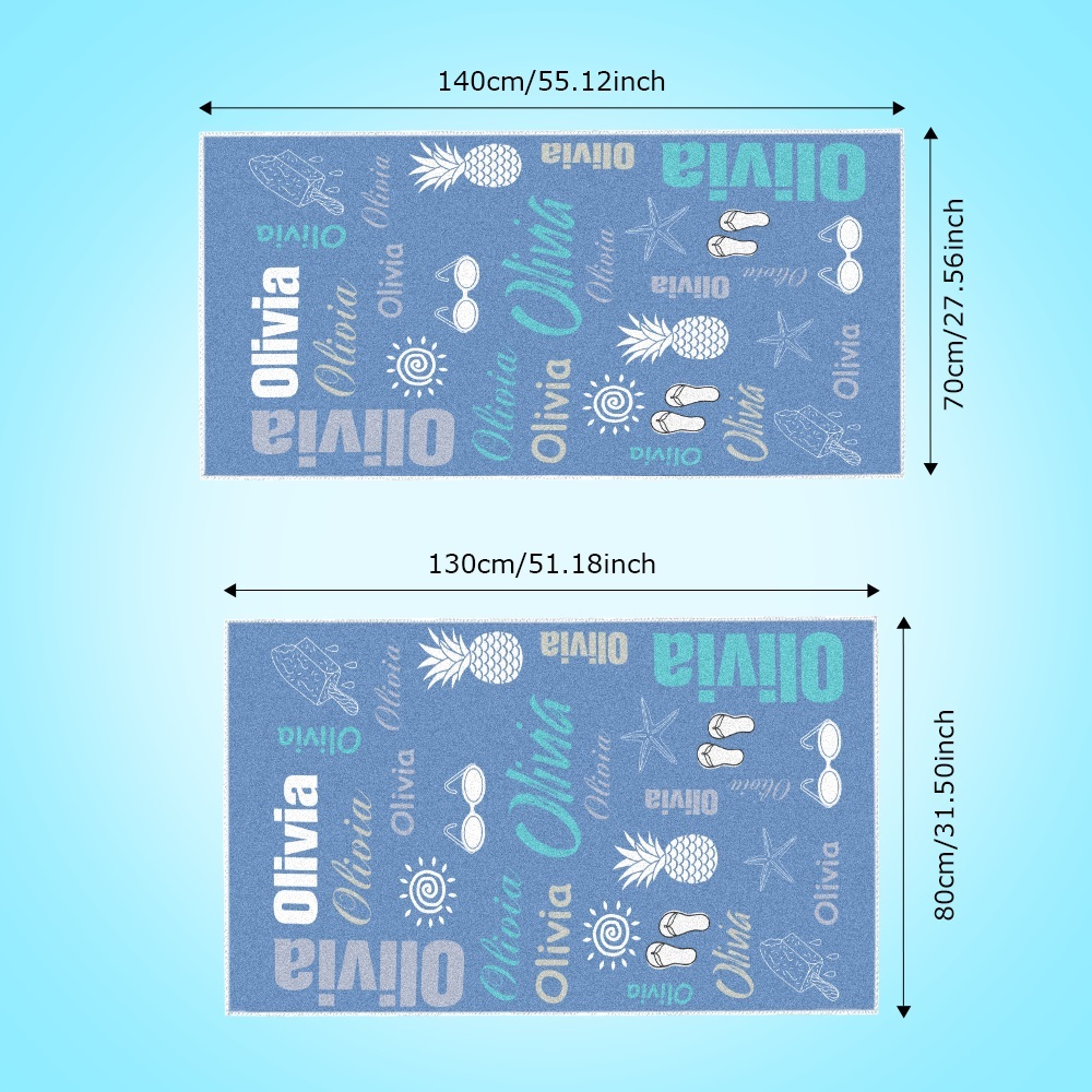Personalized colorful Beach Towel with Name Summer Vacation Party Gift for Kid - MyFaceTshirt