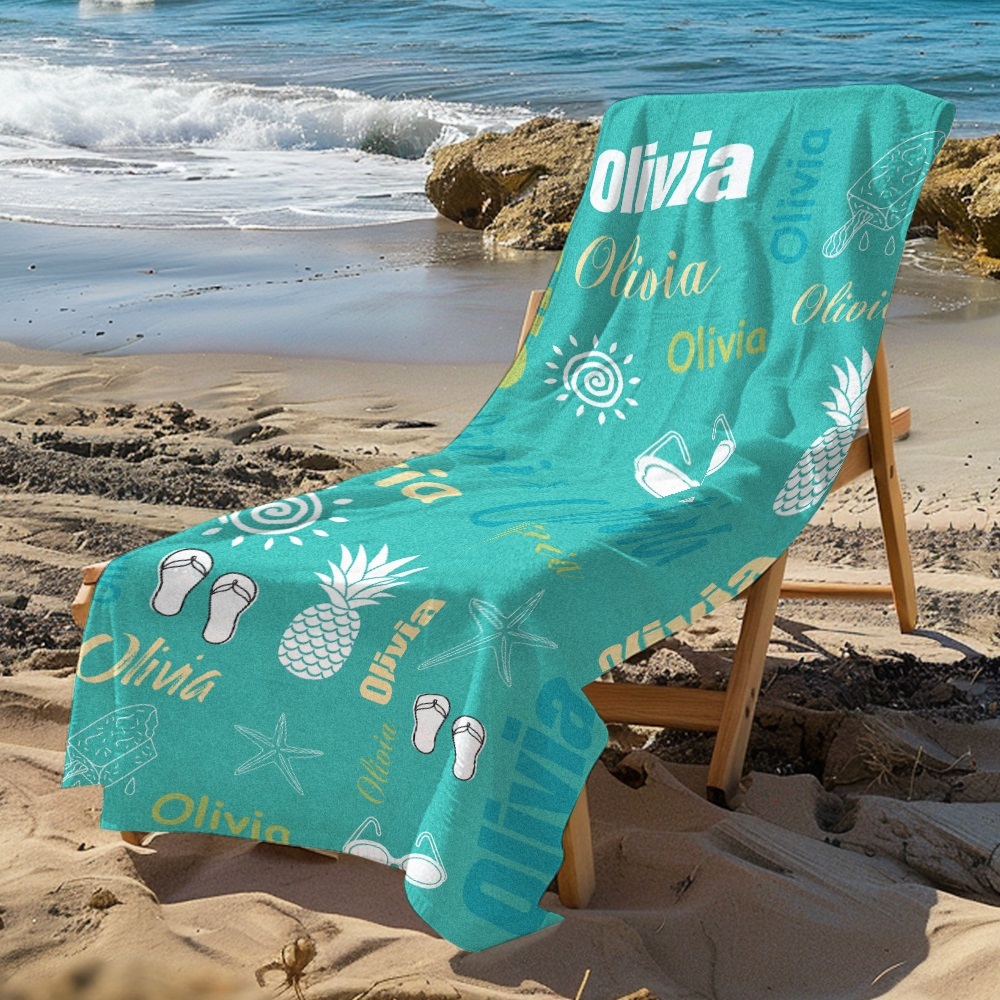 Personalized colorful Beach Towel with Name Summer Vacation Party Gift for Kid - MyFaceTshirt