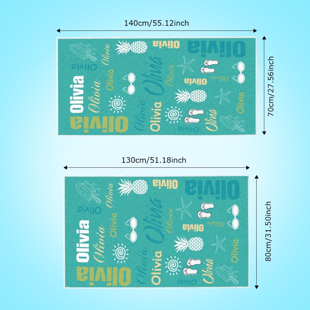 Personalized colorful Beach Towel with Name Summer Vacation Party Gift for Kid - MyFaceTshirt