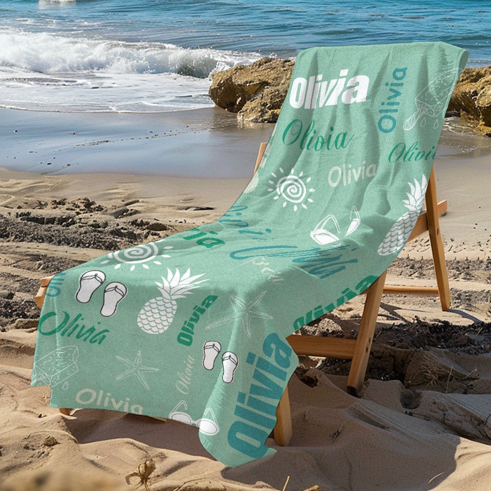 Personalized colorful Beach Towel with Name Summer Vacation Party Gift for Kid - MyFaceTshirt