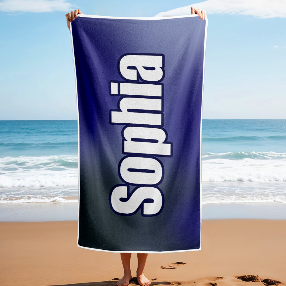 Custom Beach Towel Ombre Custom Name Beach Towel Personalized Gift Towel