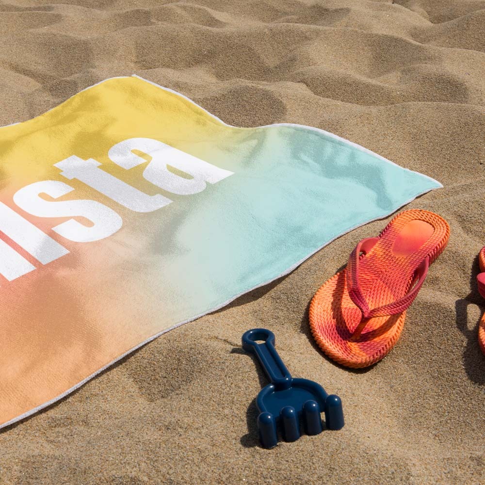 Custom Beach Towel with Name Ombre Multi Color Beach Towel  Personalized Pool Towel Vacation Gift Girl Trip Gift