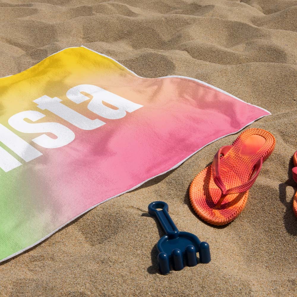 Custom Beach Towel with Name Ombre Multi Color Beach Towel  Personalized Pool Towel Vacation Gift Girl Trip Gift