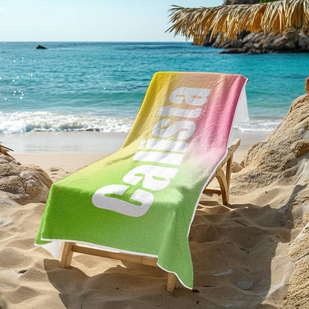 Custom Beach Towel with Name Ombre Multi Color Beach Towel  Personalized Pool Towel Vacation Gift Girl Trip Gift
