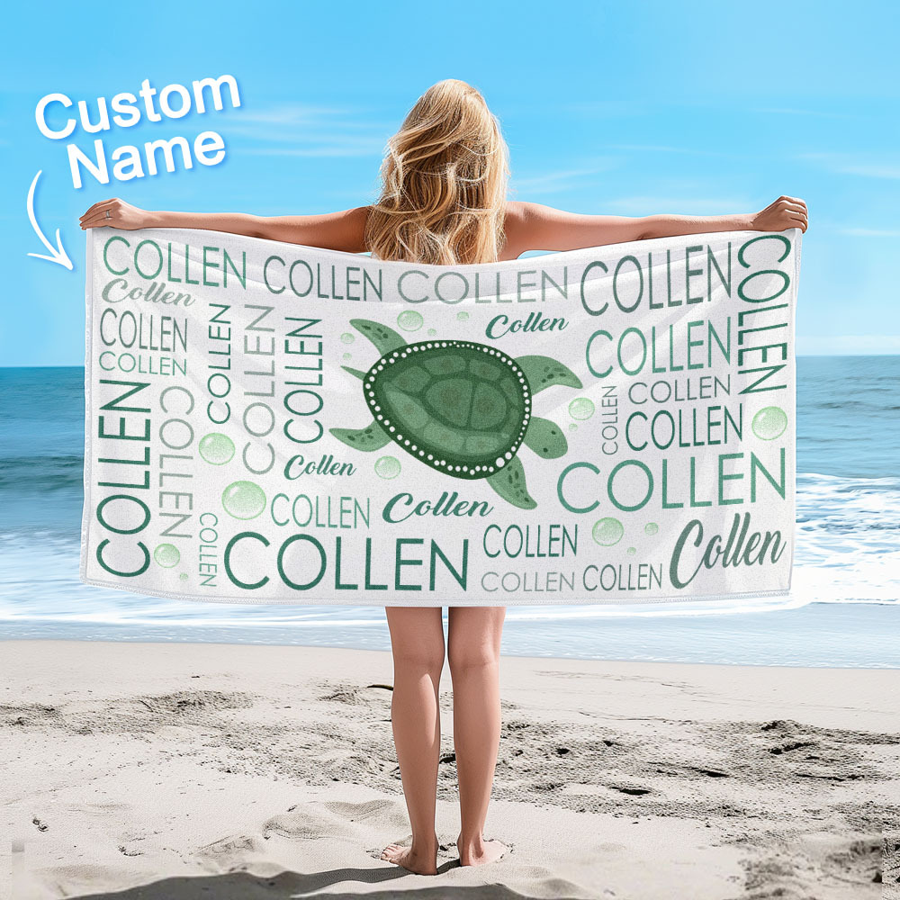 Custom Beach Towel with Name Ocean Animals Pool Towel Pool Party Gift