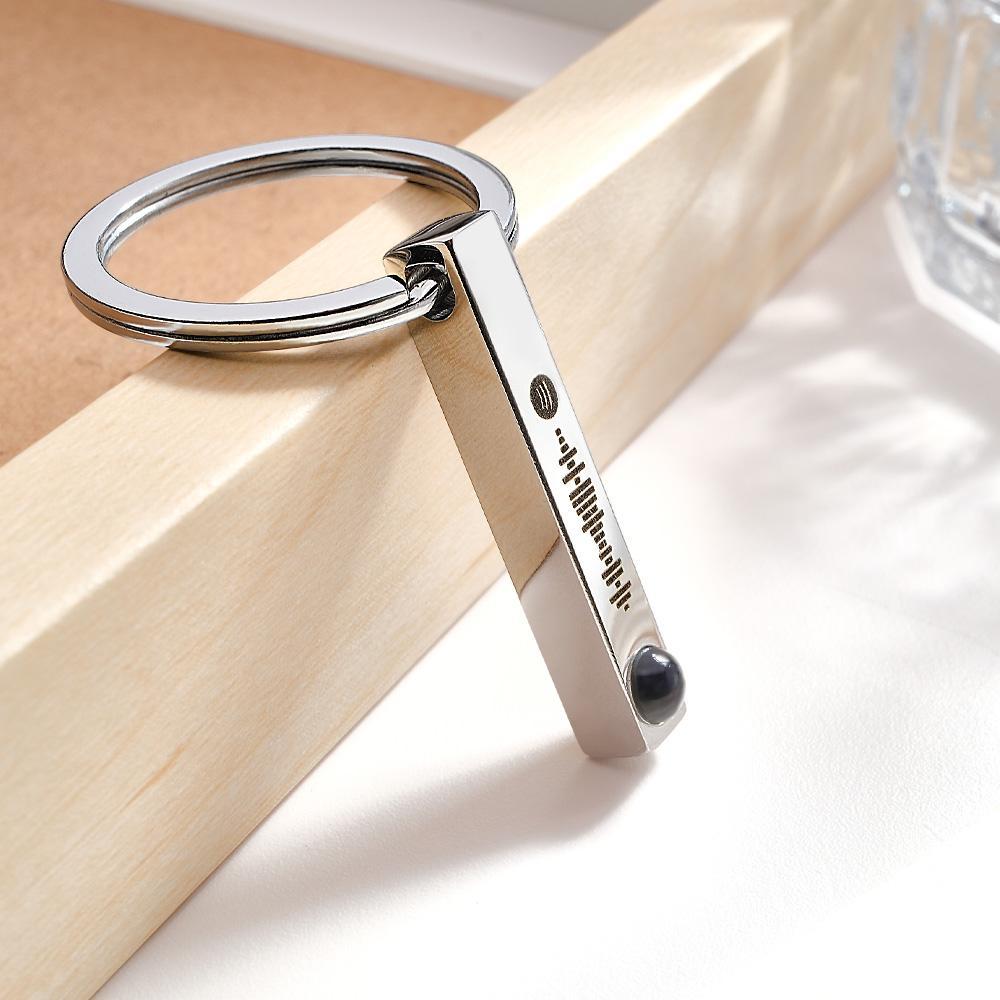 Personalized Photo Projection Keychain Custom Scannable Spotify Code Keychain Memorial Song Gift - mycustomtirecover