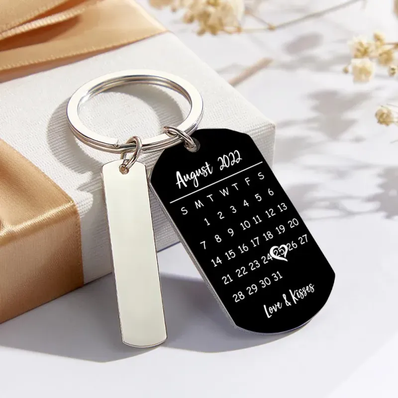 Personalized Spotify Calendar Keychain Custom Picture & Music Song Code Couples Photo Keyring Gifts for Valentine's Day