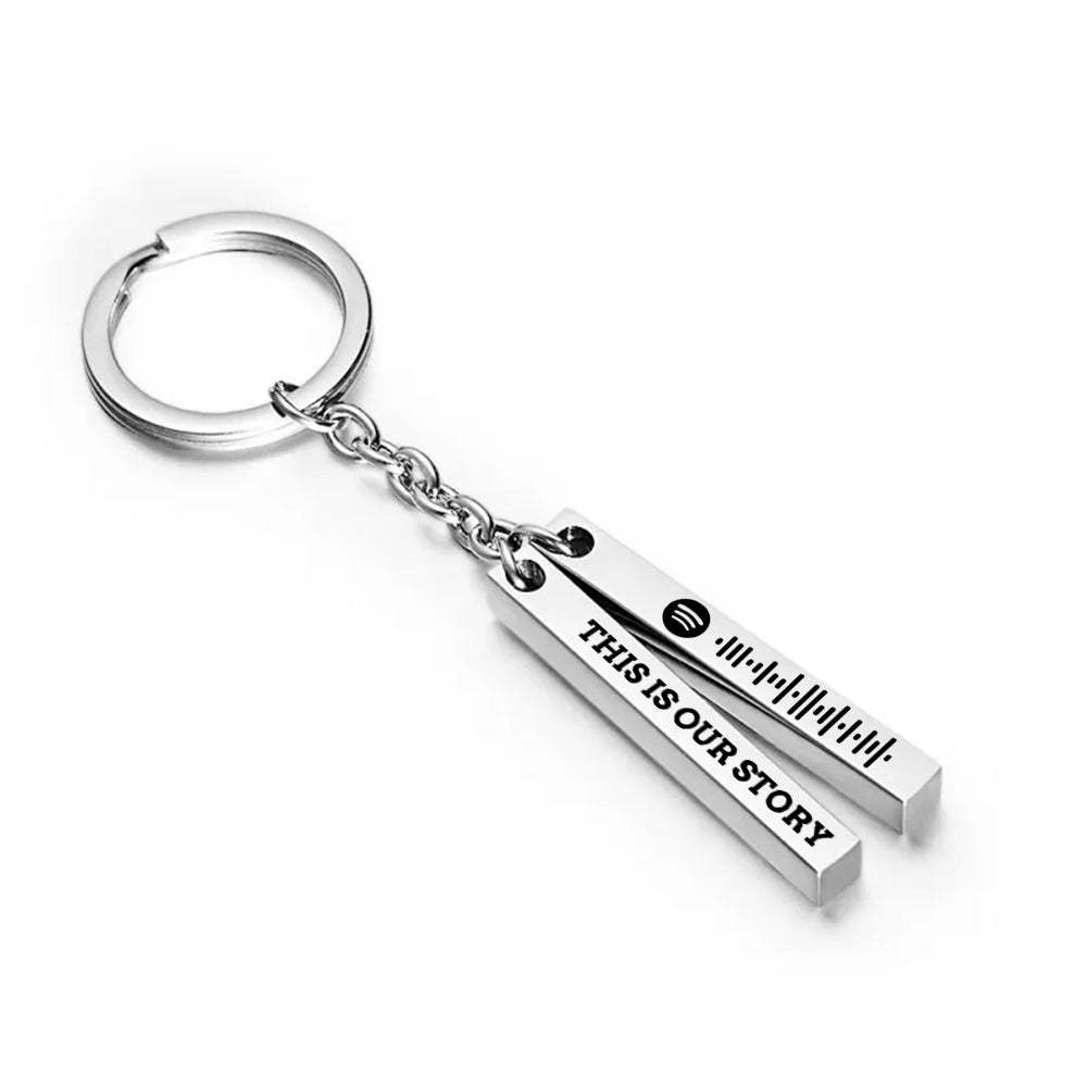 Custom  Engraved Keychain Spotify Code Keychain Gifts for Couple - mycustomtirecover
