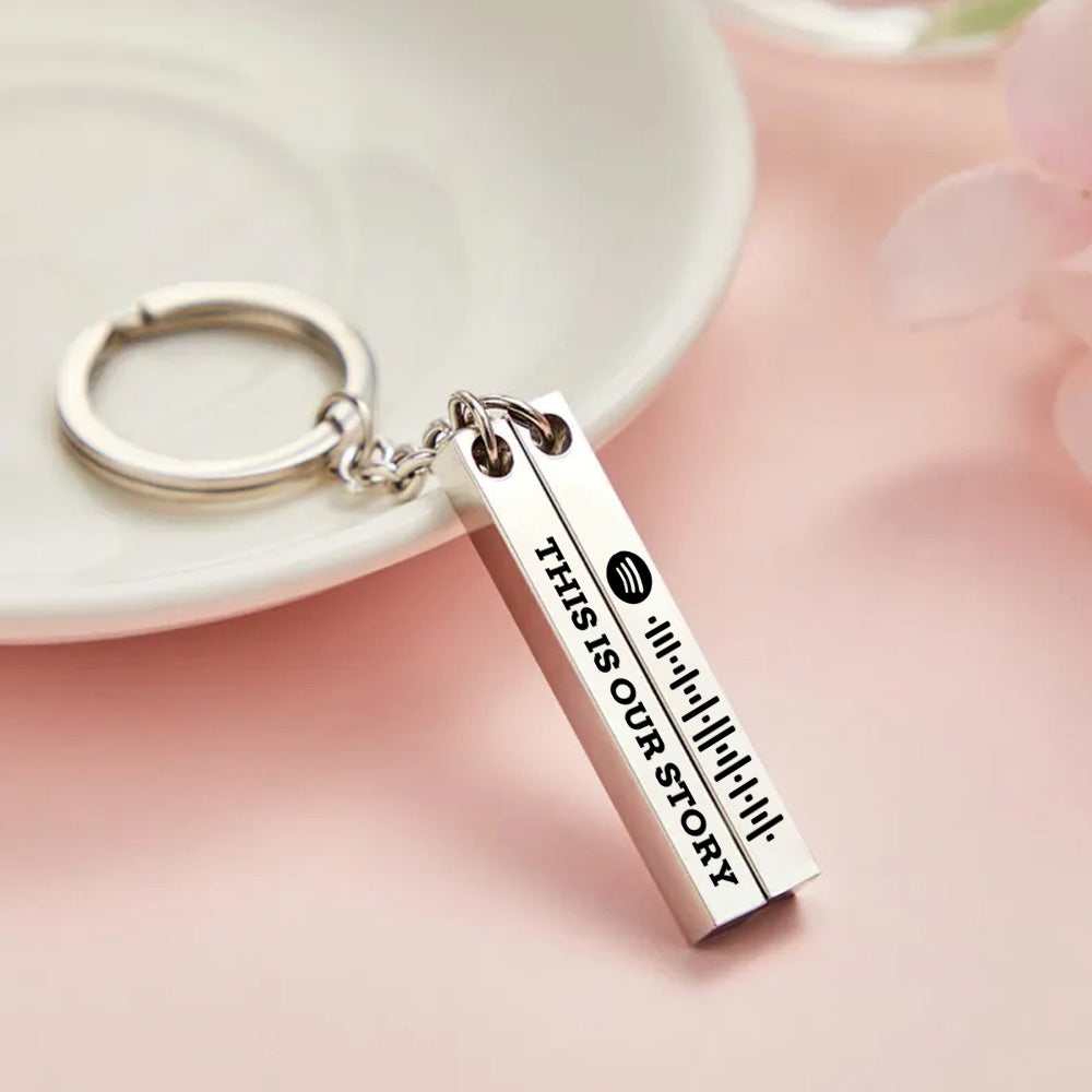 Custom  Engraved Keychain Spotify Code Keychain Gifts for Couple