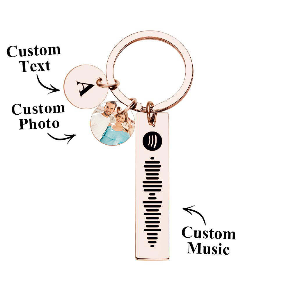 Scannable Spotify Code Keychain Photo Keychain Custom Photo Keychain Gift - mycustomtirecover