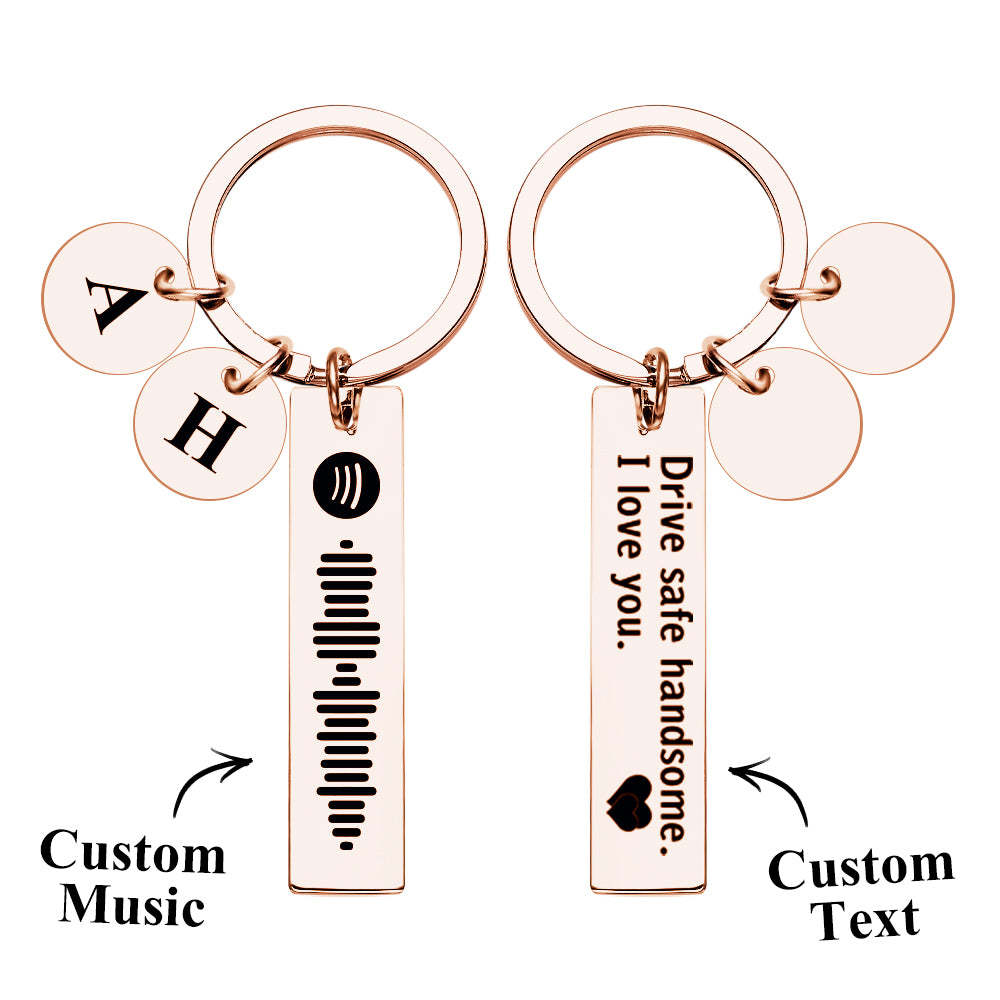 Scannable Spotify Code Keychain With Engraved Circle Pendant Drive Safe Keychain Custom Music Song Keychain Gift - mycustomtirecover