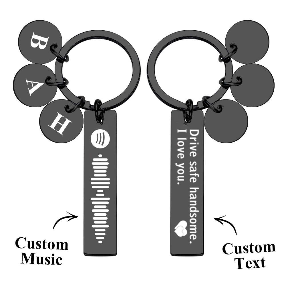 Scannable Spotify Code Keychain With Engraved Circle Pendant Drive Safe Keychain Custom Music Song Keychain Gift - mycustomtirecover