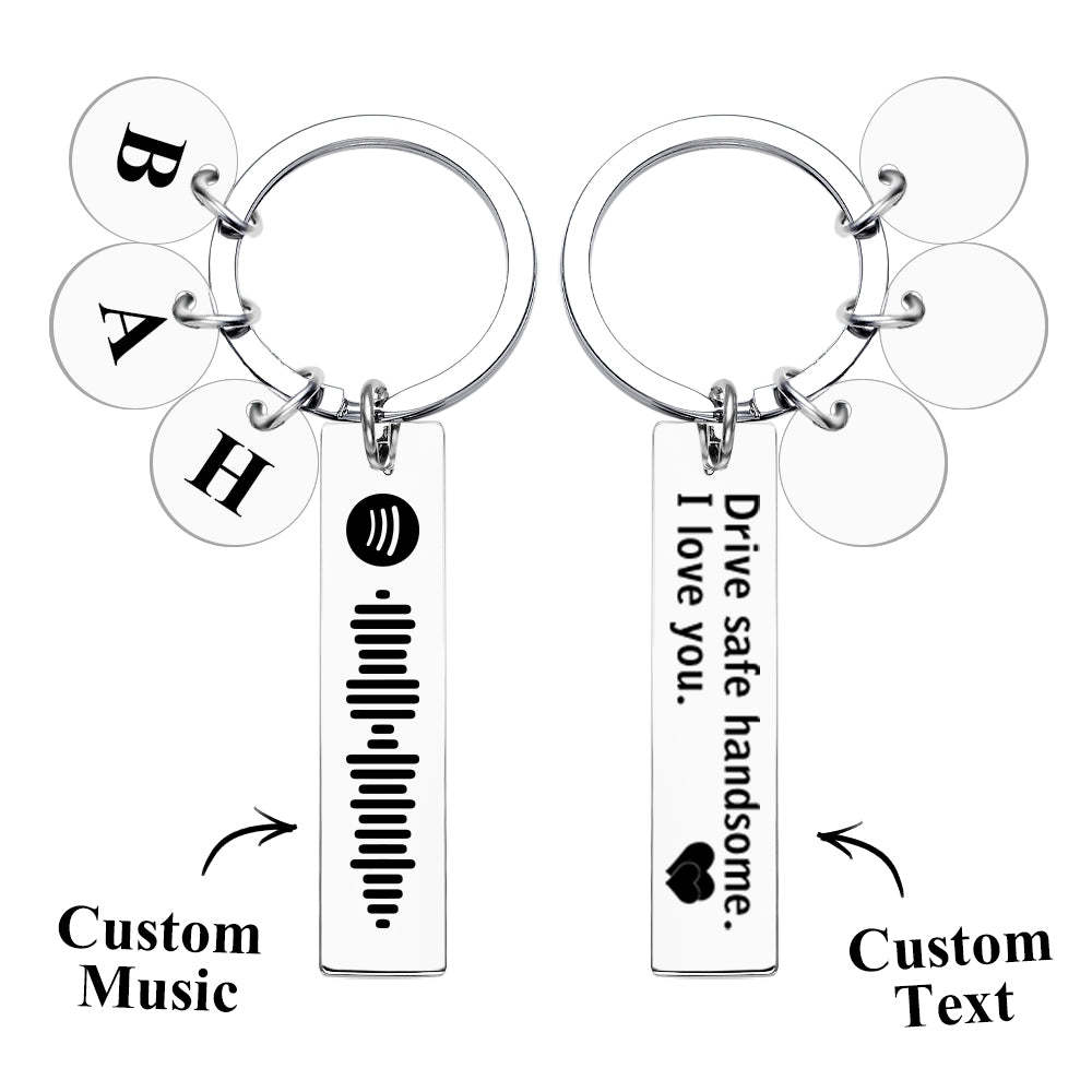 Scannable Spotify Code Keychain With Engraved Circle Pendant Drive Safe Keychain Custom Music Song Keychain Gift - mycustomtirecover