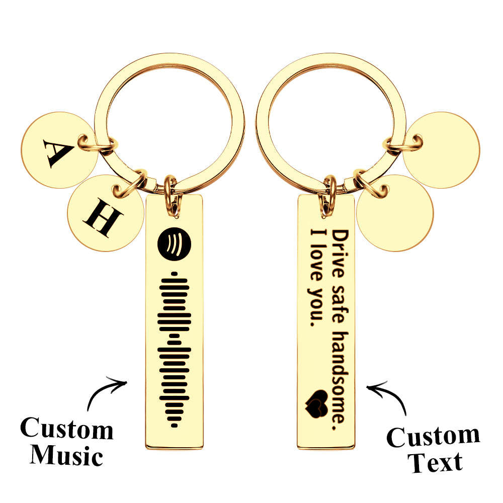 Scannable Spotify Code Keychain With Engraved Circle Pendant Drive Safe Keychain Custom Music Song Keychain Gift - mycustomtirecover