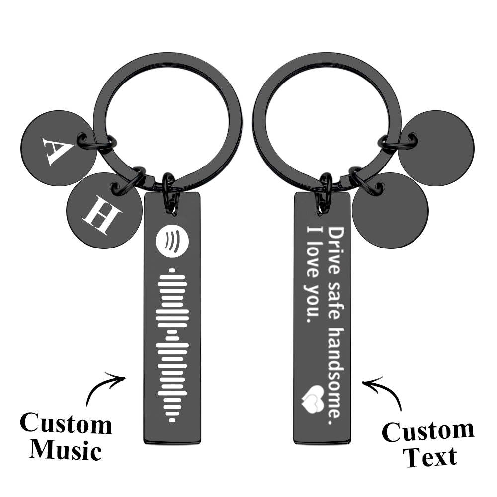 Scannable Spotify Code Keychain With Engraved Circle Pendant Drive Safe Keychain Custom Music Song Keychain Gift - mycustomtirecover