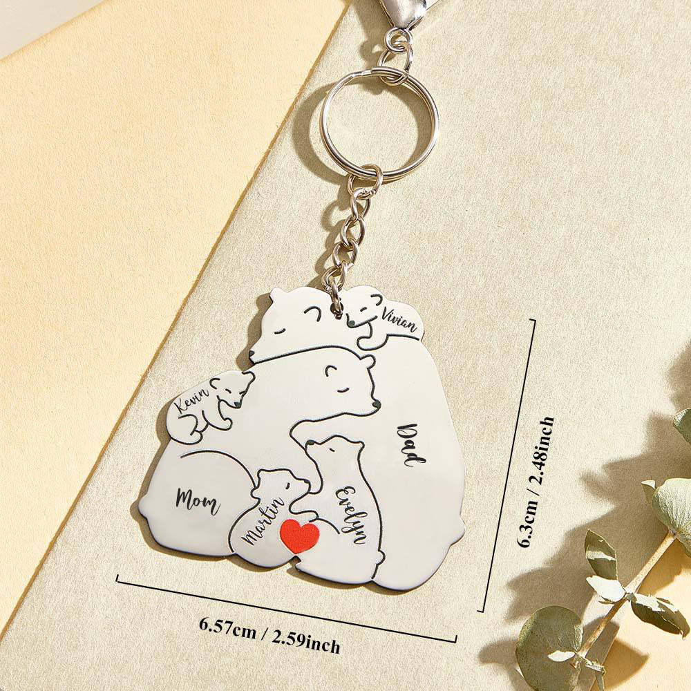 Personalized Engraved Papa Mama Bear Keychain Family Keepsake Gift for Dad Mom - mysiliconefoodbag