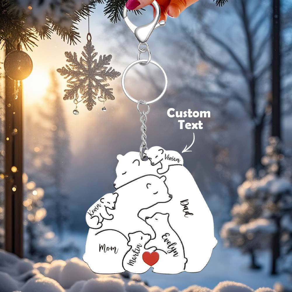 Personalized Engraved Papa Mama Bear Keychain Family Keepsake Gift for Dad Mom - mysiliconefoodbag