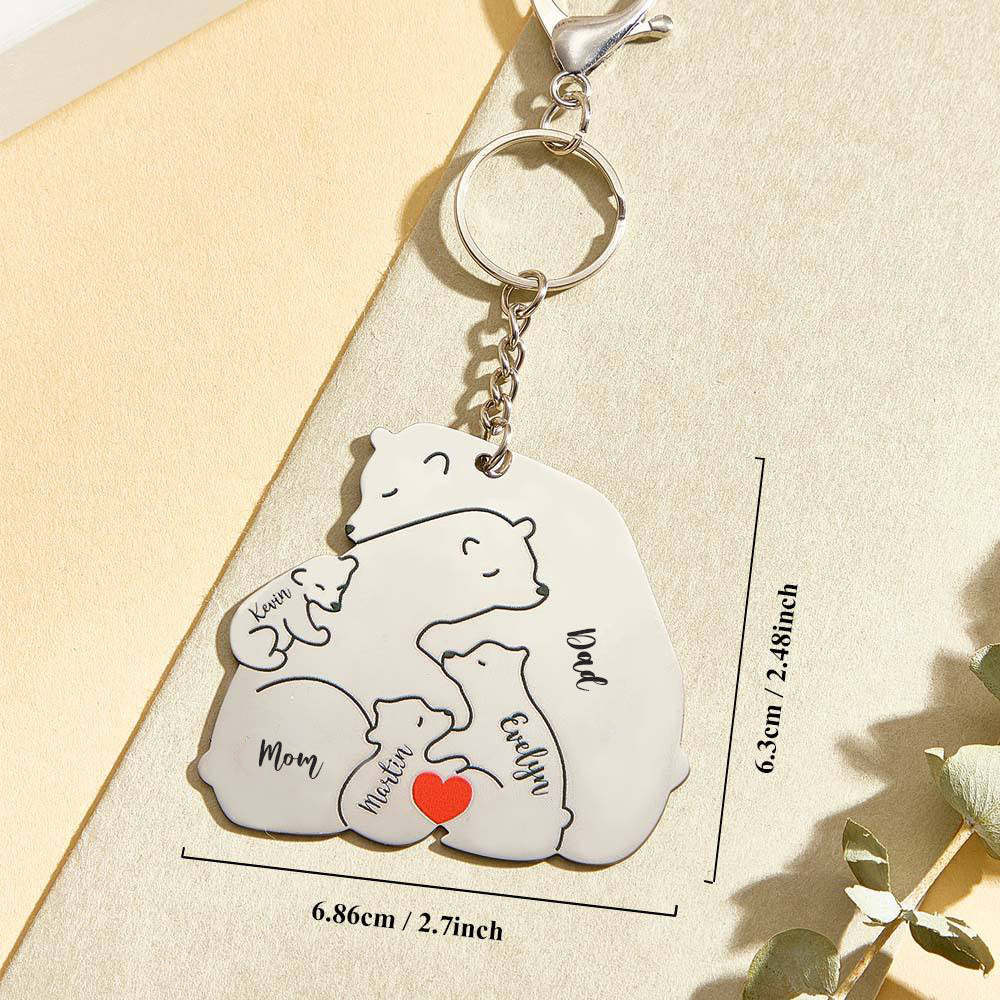 Personalized Engraved Papa Mama Bear Keychain Family Keepsake Gift for Dad Mom - mysiliconefoodbag