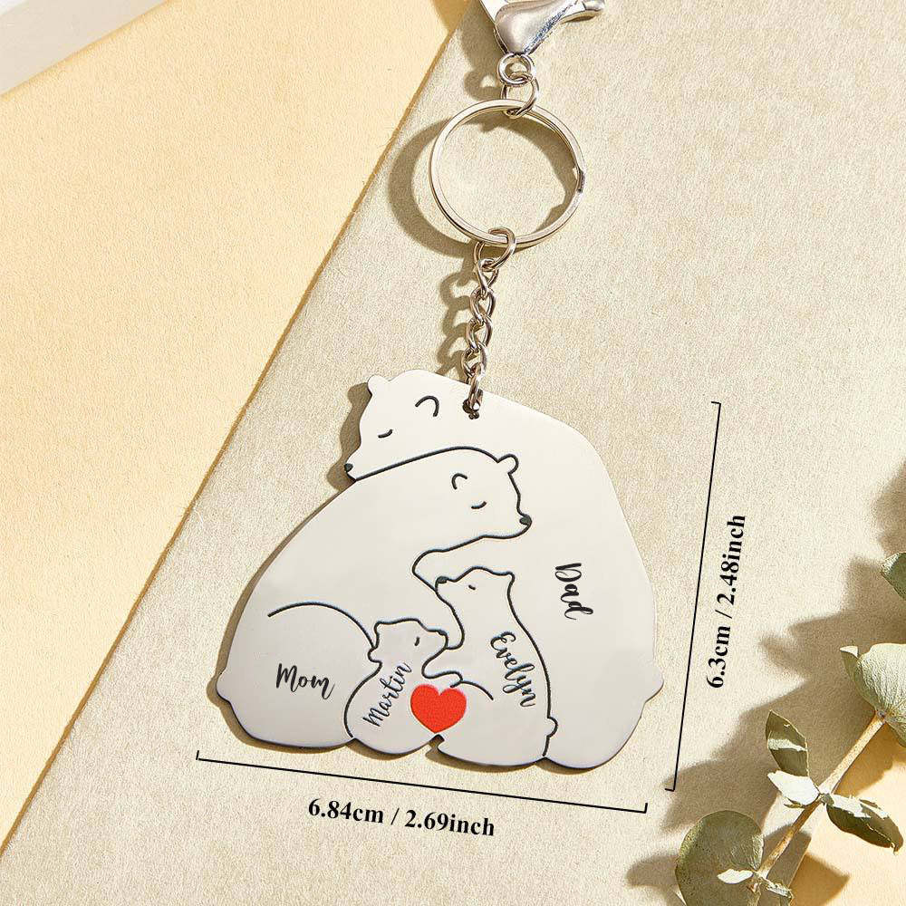 Personalized Engraved Papa Mama Bear Keychain Family Keepsake Gift for Dad Mom - mysiliconefoodbag