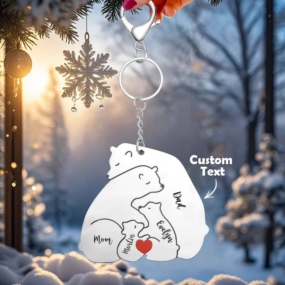 Personalized Engraved Papa Mama Bear Keychain Family Keepsake Gift for Dad Mom - mysiliconefoodbag