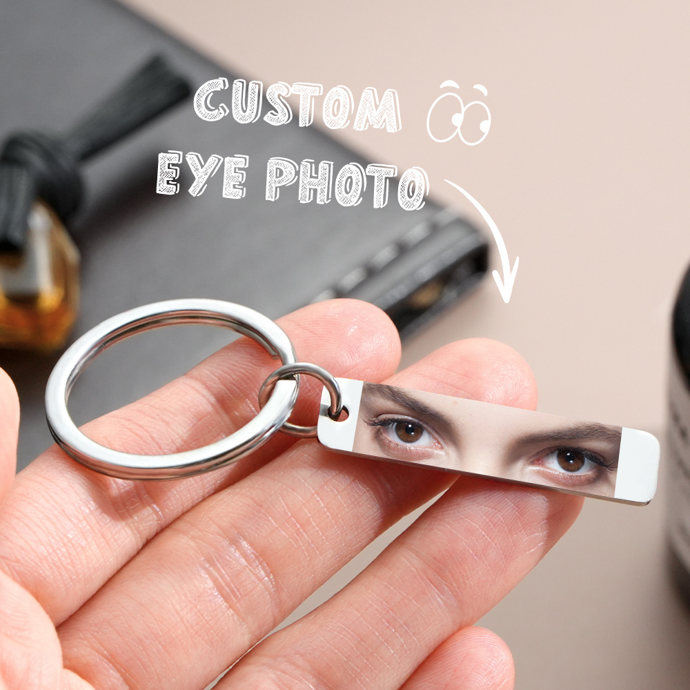 Custom Eye Keychain Personalized Double-Sided Keychain Color Photo Custom Text Best Gift For Anniversary - MyFaceTshirt