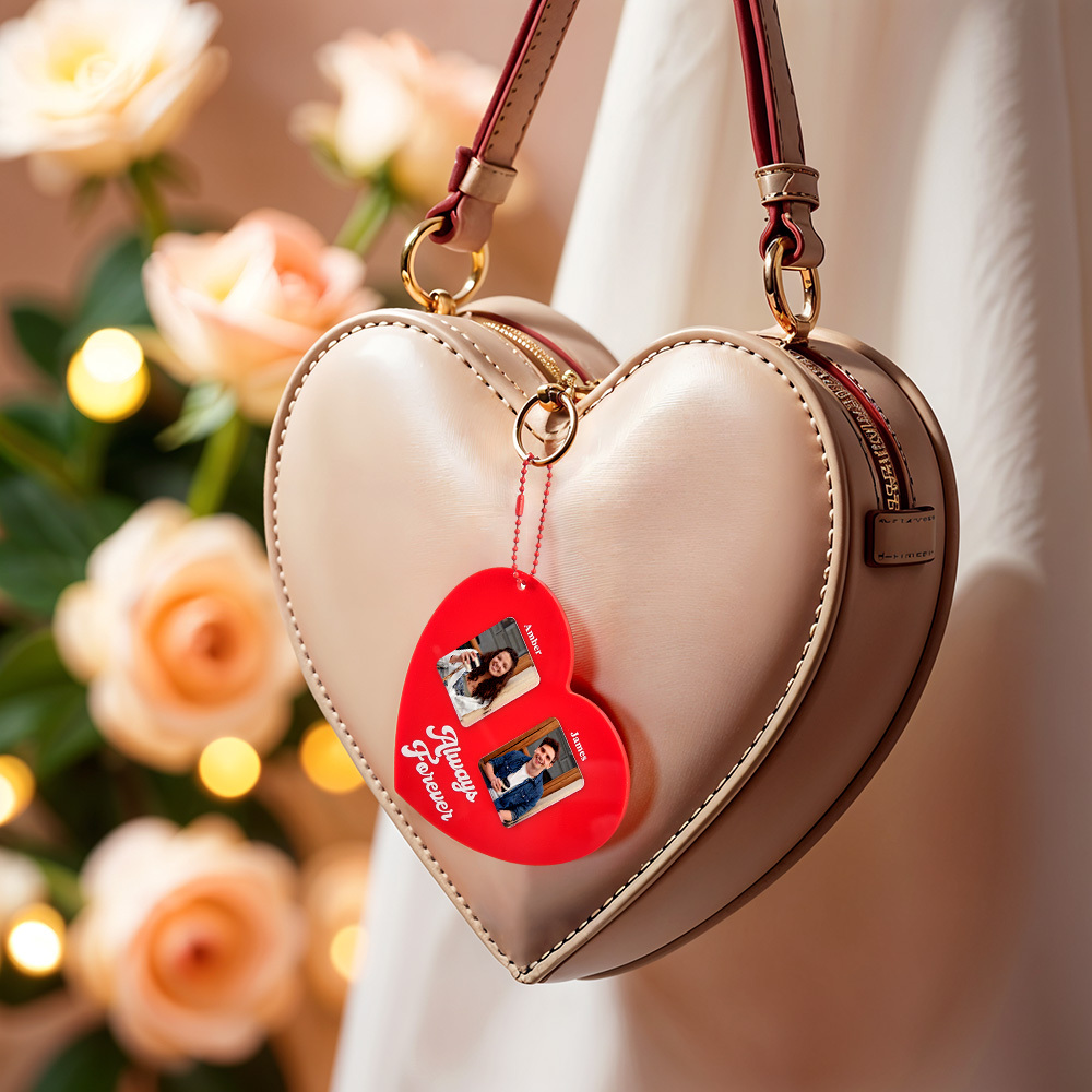 Customizable Black and Red Heart Style Purse Accessory Personalized Image and Text Charm for Your Bag Gift for Her On Anniversary - mysiliconefoodbag