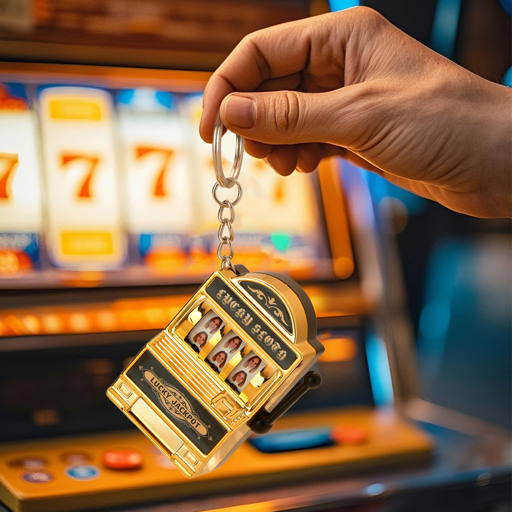 YOU ARE MY JACKPOT Custom Multi-Head Slot Machine Keychain Personalized Colorful Keychain for Couples - mysiliconefoodbag