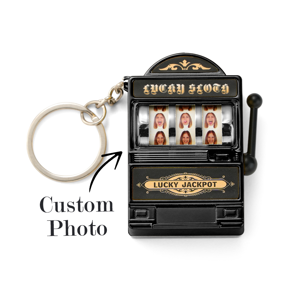 YOU ARE MY JACKPOT Custom Multi-Head Slot Machine Keychain Personalized Colorful Keychain for Couples - mysiliconefoodbag