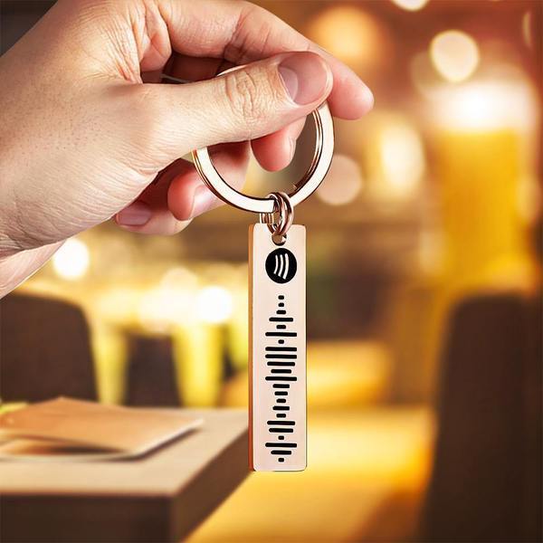 Birthday Gifts for Her Custom Engraved Spotify code And Name Keychain Scannable Code Sonic Audio Technology Gift - mycustomtirecover