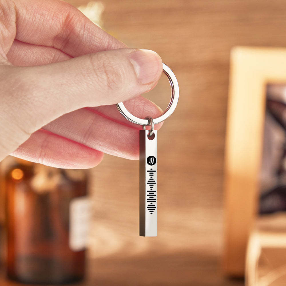 Scannable Spotify Code Keychain Custom 3D Engraved Vertical Bar Keychain Stainless Steel - mycustomtirecover