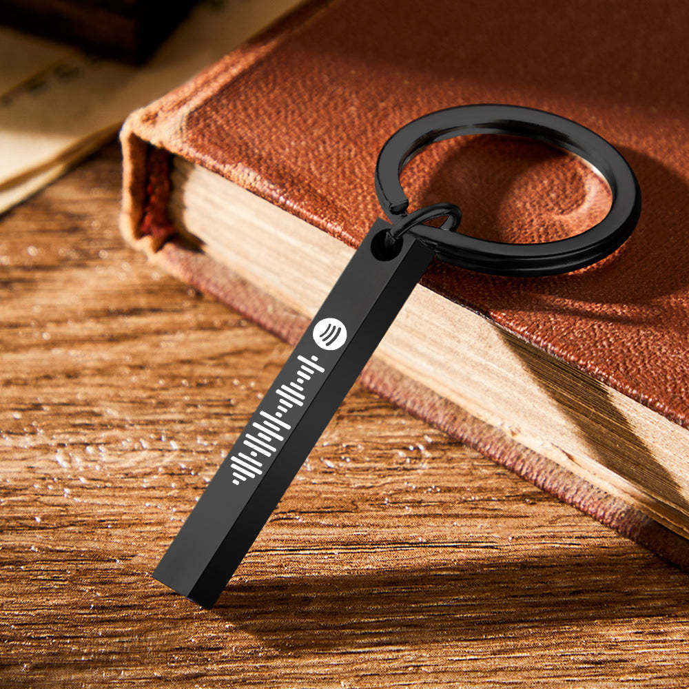 Scannable Spotify Code Keychain Custom 3D Engraved Vertical Bar Keychain Stainless Steel - mycustomtirecover
