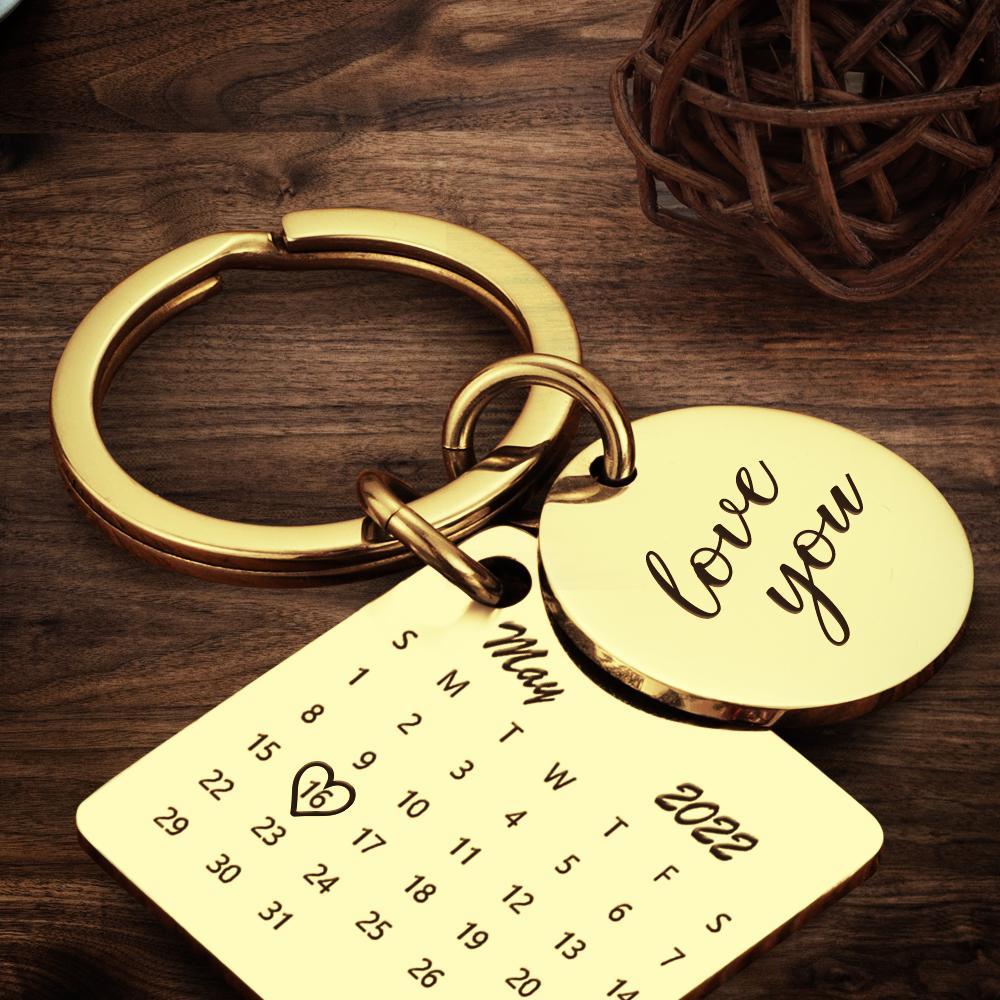 Personalised Calendar Keychain Date Keychain Anniversary Gifts - Rose Gold - mycustomtirecover