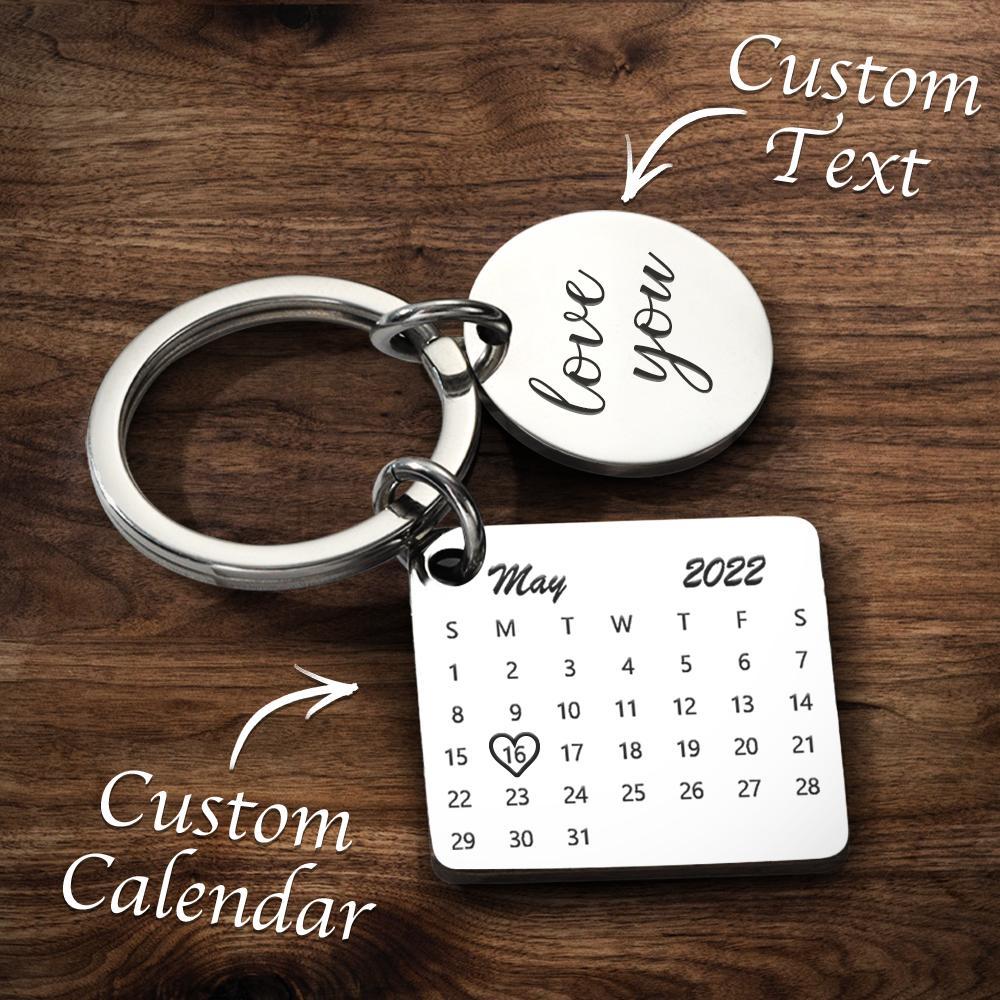 Personalised Calendar Keychain Date Keychain Anniversary Gifts - Rose Gold - mycustomtirecover